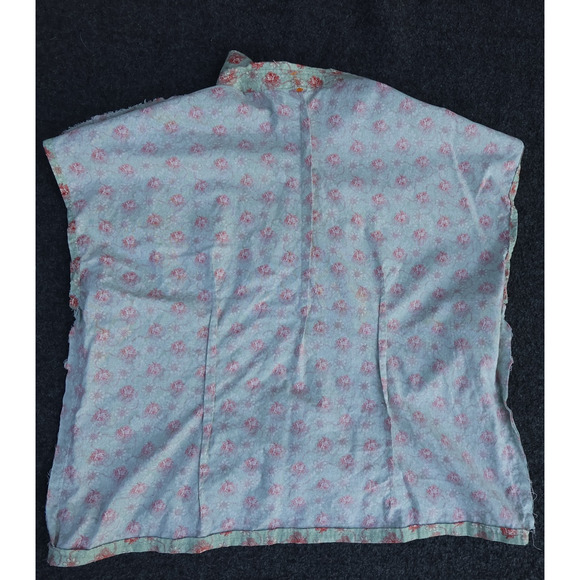 VTG Handmade Floral button up Cap Sleeve Boxy Shirt Mint Green Pink Cottagecore - Picture 9 of 16